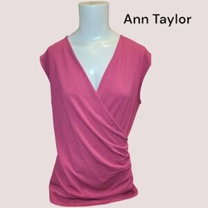 Ann Taylor Sleeveless Surplice V-neck Top